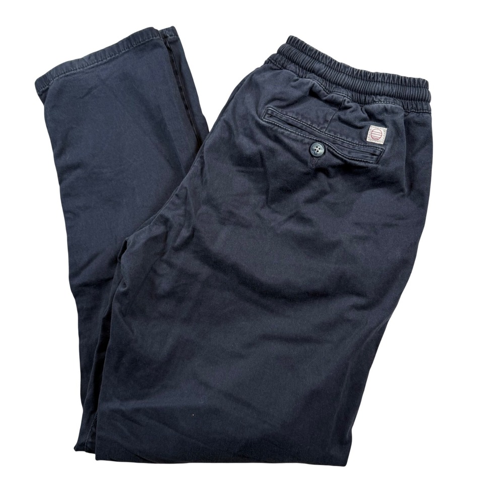 Marine Layer Saturday Pant Mens Large Navy Blue Elastic Waist Drawstring Chino